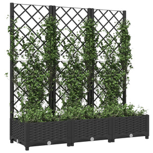 vidaXL Garden Planter with Trellis Black 120x40x121.5 cm PP