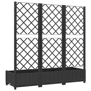 vidaXL Garden Planter with Trellis Black 120x40x121.5 cm PP