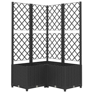 vidaXL Garden Planter with Trellis Black 80x80x136 cm PP