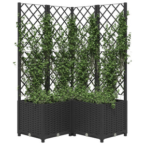 vidaXL Garden Planter with Trellis Black 80x80x136 cm PP