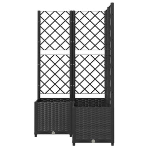 vidaXL Garden Planter with Trellis Black 80x80x136 cm PP