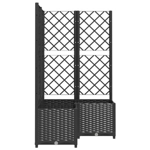 vidaXL Garden Planter with Trellis Black 80x80x136 cm PP