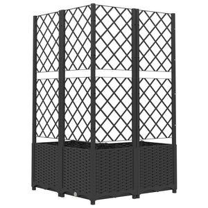 vidaXL Garden Planter with Trellis Black 80x80x136 cm PP