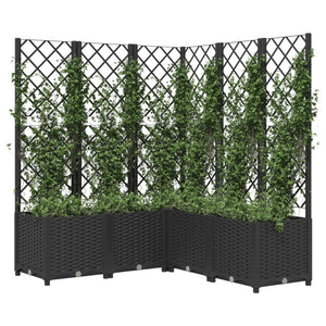 vidaXL Garden Planter with Trellis Black 120x120x136 cm PP