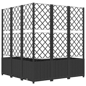 vidaXL Garden Planter with Trellis Black 120x120x136 cm PP