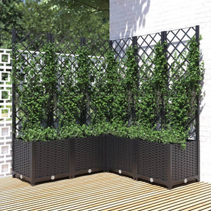 vidaXL Garden Planter with Trellis Black 120x120x136 cm PP