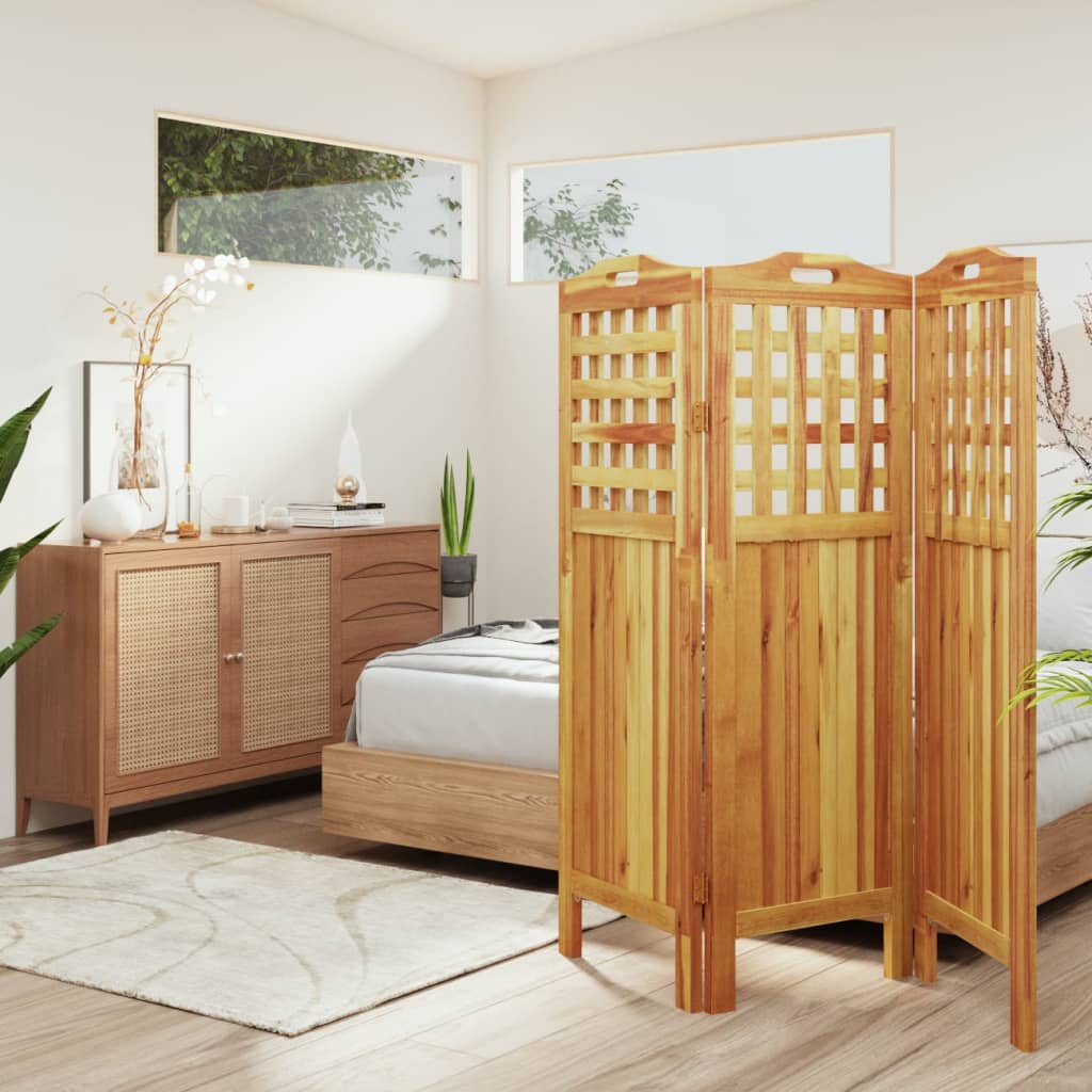 vidaXL 3-Panel Room Divider 121.5x2x115 cm Solid Wood Acacia