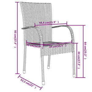 vidaXL 3 Piece Garden Dining Set Poly Rattan Black