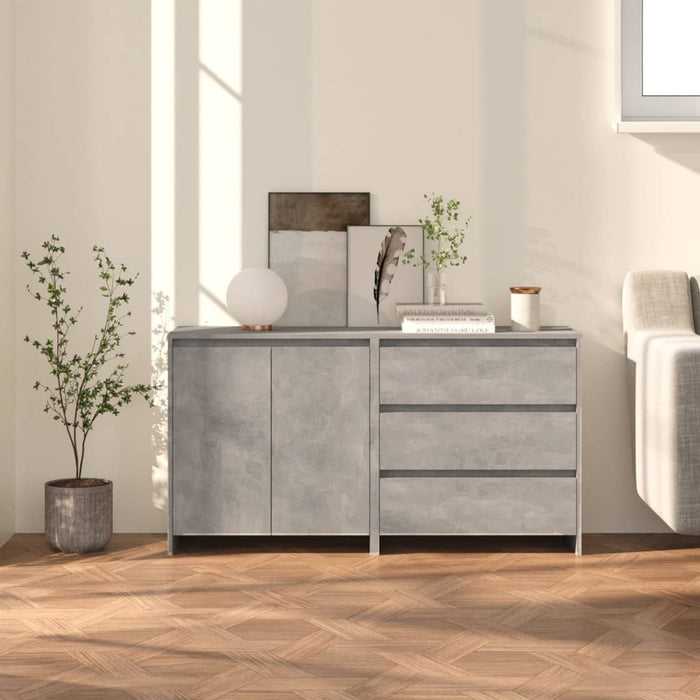 vidaXL 2 Piece Sideboard Concrete Grey Engineered Wood