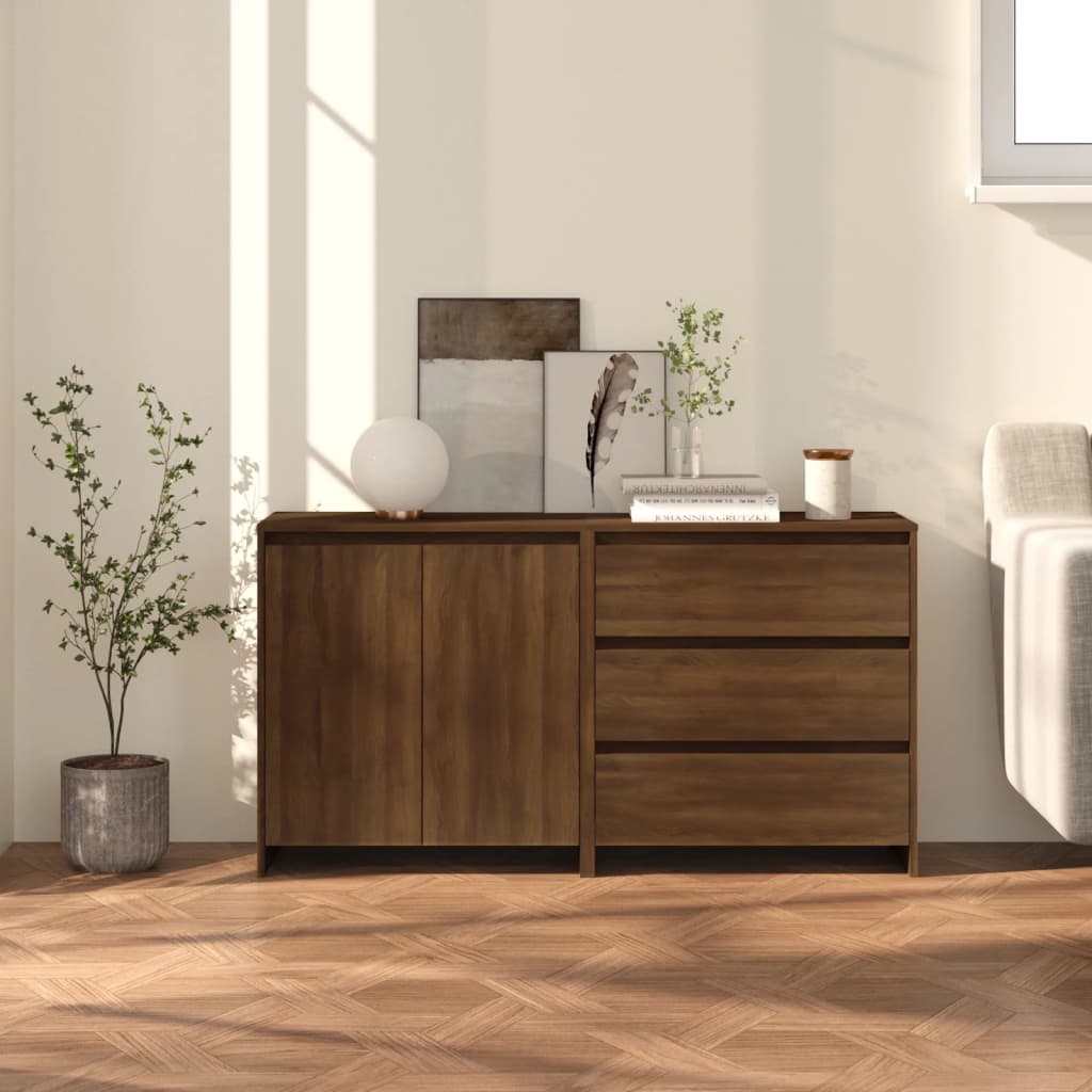 vidaXL 2 Piece Sideboard Brown Oak Engineered Wood