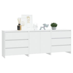 vidaXL 3 Piece Sideboard White Engineered Wood