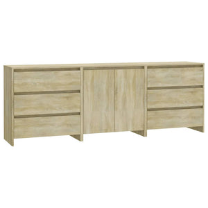 vidaXL 3 Piece Sideboard Sonoma Oak Engineered Wood