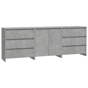 vidaXL 3 Piece Sideboard Concrete Grey Engineered Wood