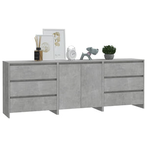 vidaXL 3 Piece Sideboard Concrete Grey Engineered Wood