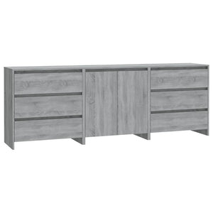 vidaXL 3 Piece Sideboard Grey Sonoma Engineered Wood