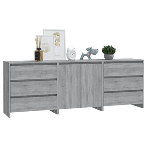 vidaXL 3 Piece Sideboard Grey Sonoma Engineered Wood