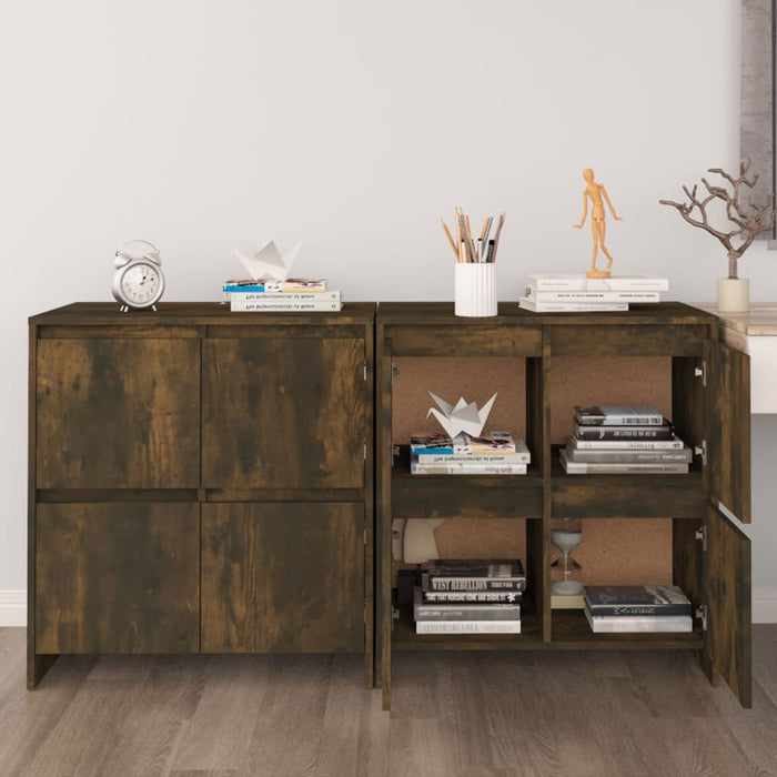 vidaXL Sideboards 2 pcs Smoked Oak 70x41x75 cm Engineered Wood