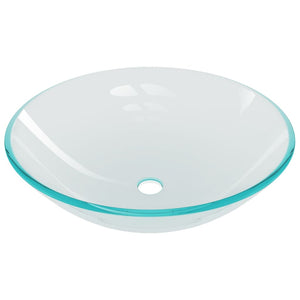 vidaXL Bathroom Sink with Tap and Push Drain Clear Tempered Glass