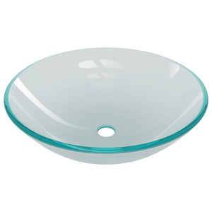 vidaXL Bathroom Sink with Tap and Push Drain Frosted Tempered Glass