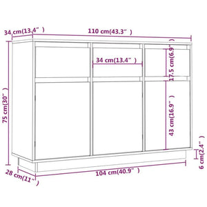 vidaXL Sideboard 110x34x75 cm Solid Wood Pine