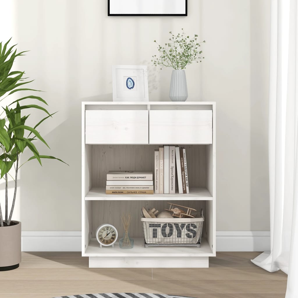 vidaXL Console Cabinet White 60x34x75 cm Solid Wood Pine