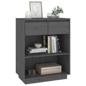 vidaXL Console Cabinet Grey 60x34x75 cm Solid Wood Pine