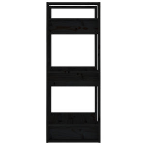 vidaXL Book Cabinet/Room Divider Black 41x35x91 cm Solid Wood Pine