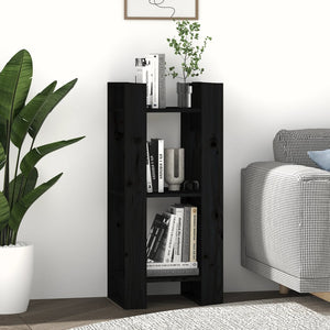 vidaXL Book Cabinet/Room Divider Black 41x35x91 cm Solid Wood Pine