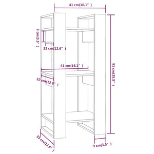 vidaXL Book Cabinet/Room Divider Black 41x35x91 cm Solid Wood Pine