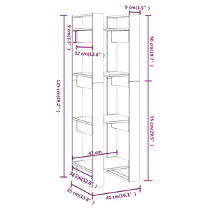 vidaXL Book Cabinet/Room Divider Grey 41x35x125 cm Solid Wood Pine