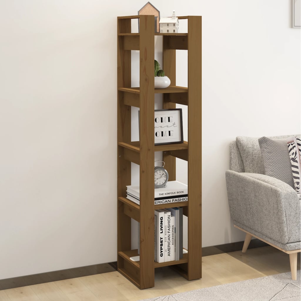 vidaXL Book Cabinet/Room Divider Honey Brown 41x35x160 cm Solid Wood Pine