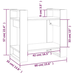 vidaXL Book Cabinet/Room Divider Honey Brown 60x35x57 cm Solid Wood