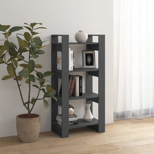 vidaXL Book Cabinet/Room Divider Grey 60x35x125 cm Solid Wood