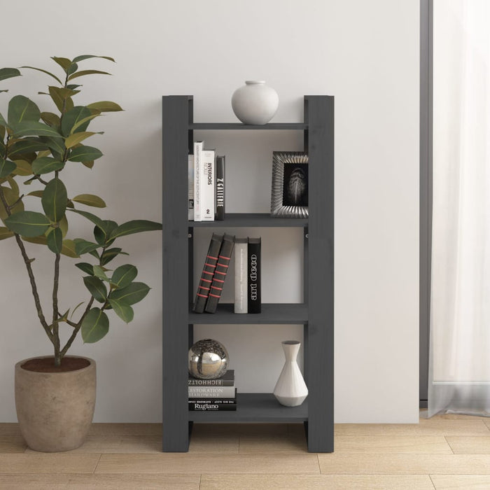 vidaXL Book Cabinet/Room Divider Grey 60x35x125 cm Solid Wood