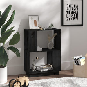 vidaXL Book Cabinet/Room Divider Black 51x25x70 cm Solid Wood Pine