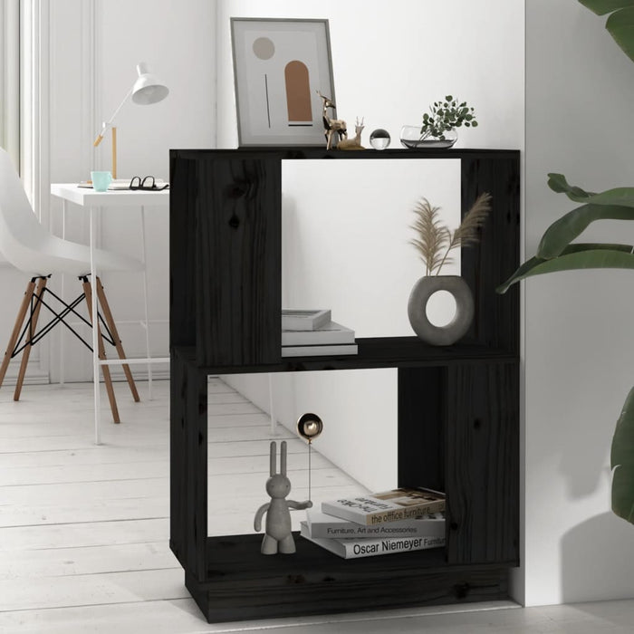 vidaXL Book Cabinet/Room Divider Black 51x25x70 cm Solid Wood Pine