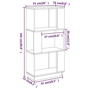 vidaXL Book Cabinet/Room Divider Grey 51x25x101 cm Solid Wood Pine