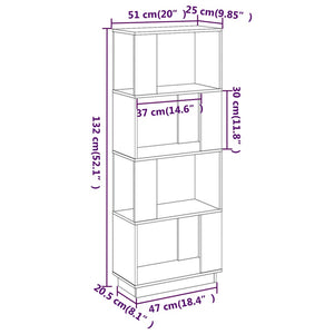 vidaXL Book Cabinet/Room Divider Grey 51x25x132 cm Solid Wood Pine