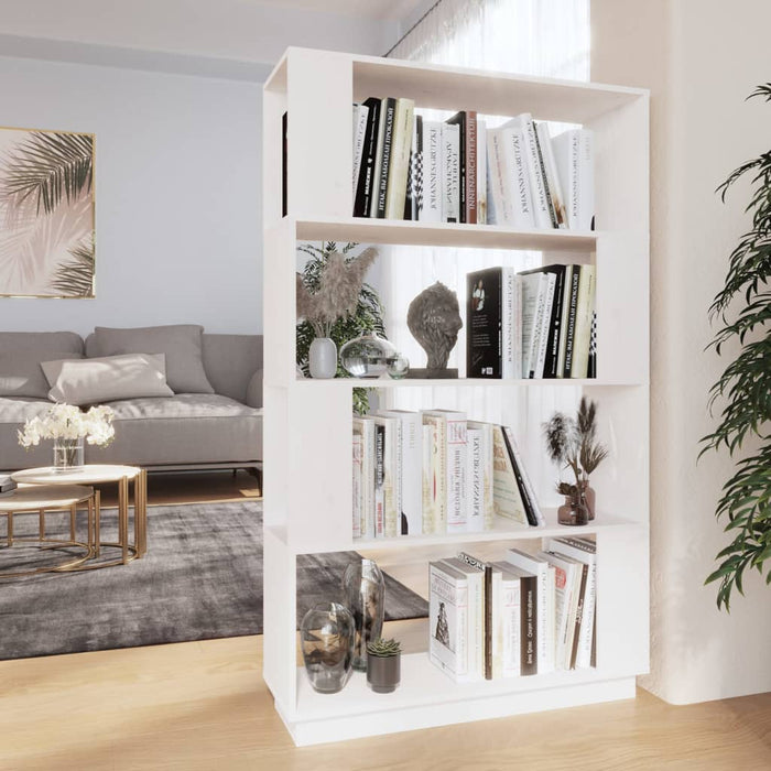 vidaXL Book Cabinet/Room Divider White 80x25x132 cm Solid Wood Pine