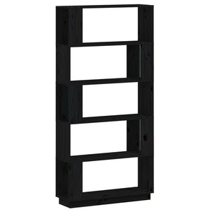 vidaXL Book Cabinet/Room Divider Black 80x25x163.5 cm Solid Wood Pine