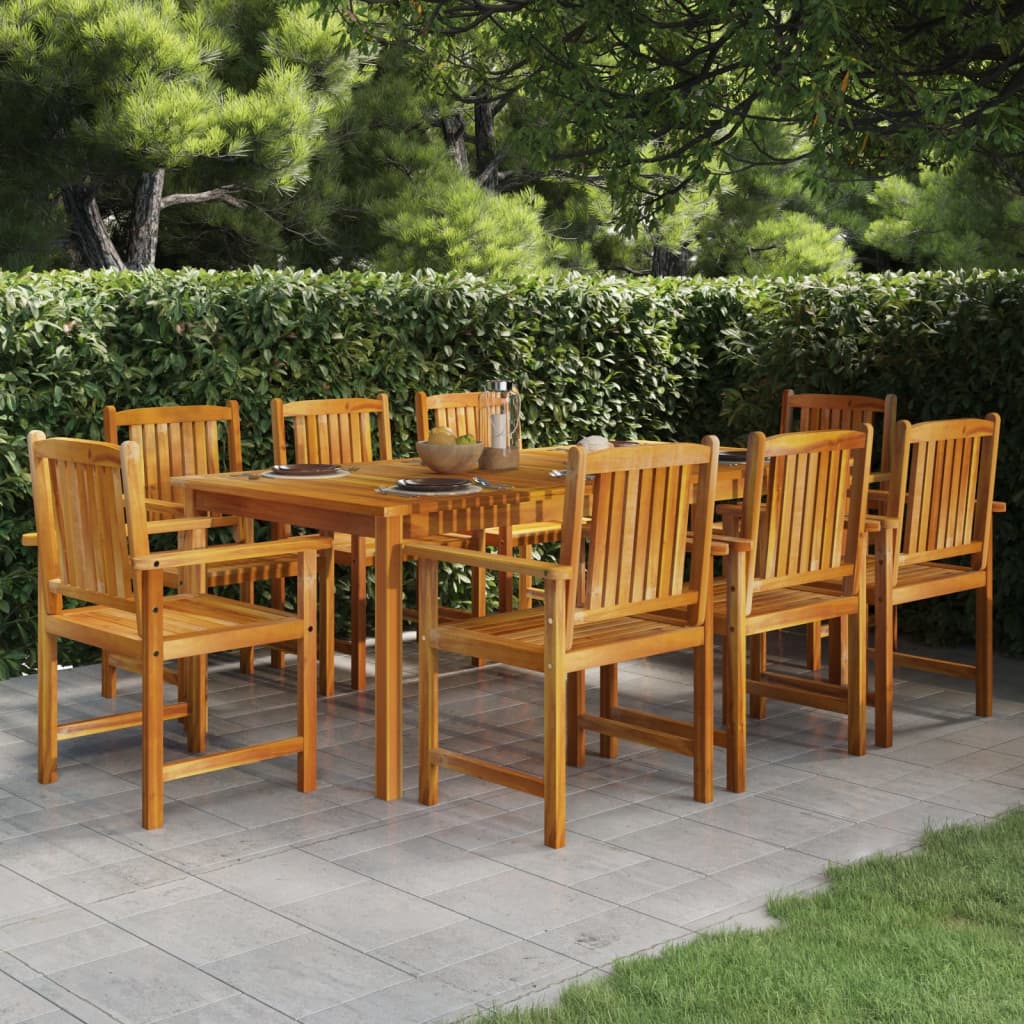 vidaXL 9 Piece Garden Dining Set Solid Wood Acacia