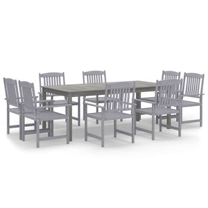 vidaXL 9 Piece Garden Dining Set Solid Wood Acacia Grey