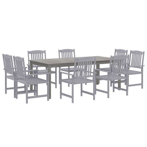 vidaXL 9 Piece Garden Dining Set Solid Wood Acacia Grey