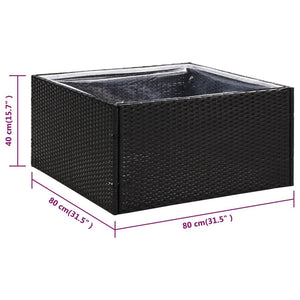 vidaXL Garden Planter Black 80x80x40 cm Poly Rattan