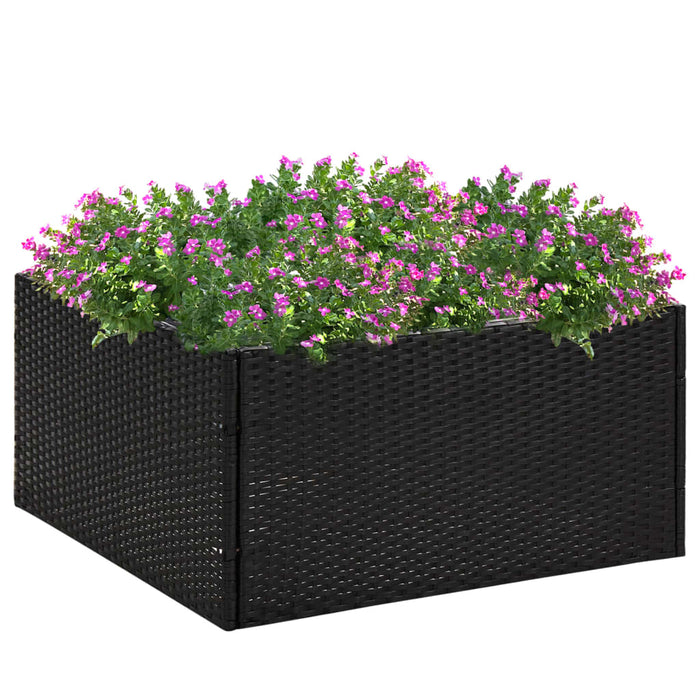 vidaXL Garden Planter Black 80x80x40 cm Poly Rattan