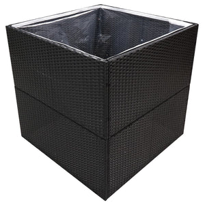 vidaXL Garden Planter Black 80x80x80 cm Poly Rattan