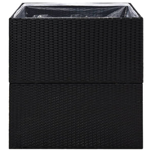 vidaXL Garden Planter Black 80x80x80 cm Poly Rattan