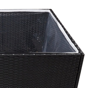 vidaXL Garden Planter Black 80x80x80 cm Poly Rattan