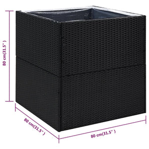 vidaXL Garden Planter Black 80x80x80 cm Poly Rattan