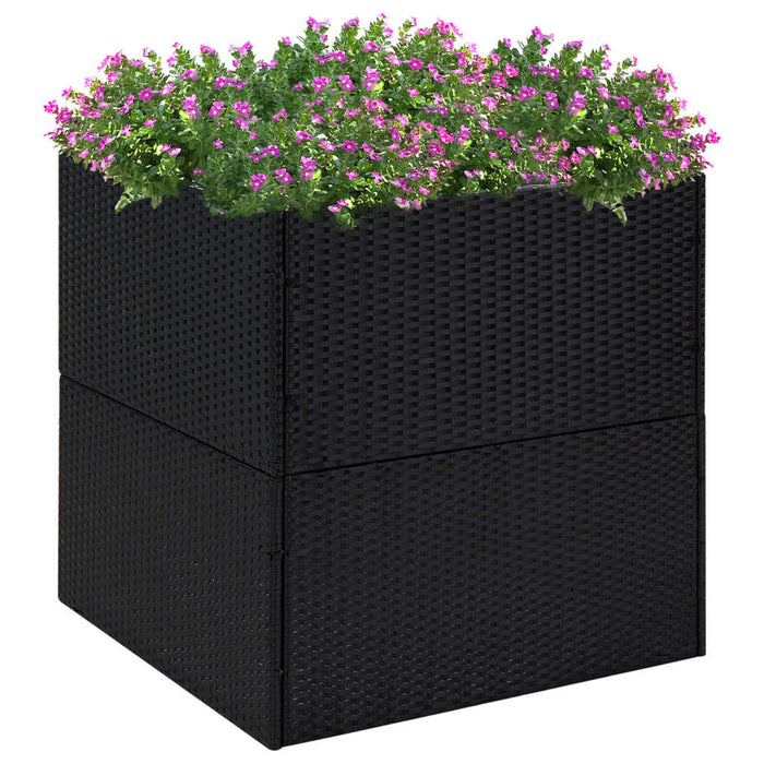 vidaXL Garden Planter Black 80x80x80 cm Poly Rattan